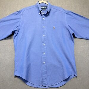Ralph Lauren Yarmouth Button Down Shirt Men's Blue Flesh Pony 15.5 34-35 Oxford